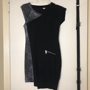 Karen Millen Black Asymmetrical Knit Dress